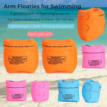 TRIIFON Arm Floaties for Kids & Adults - PVC Inflatable Swim Rings, 4 Pack (2 Blue+2 Pink), One Size, Model AFR001