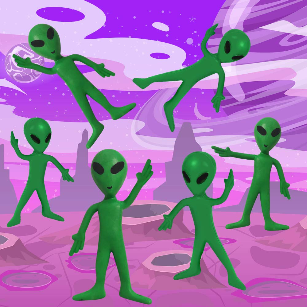 Artcreativity Bendable Alien Figures, (Set Of 12) Flexible Men, Birthday Party Favors For Boys And Girls, Stress Relief Fidget Toys For Kids And Adults, Goody Bag Stuffers, Piñata Fillers