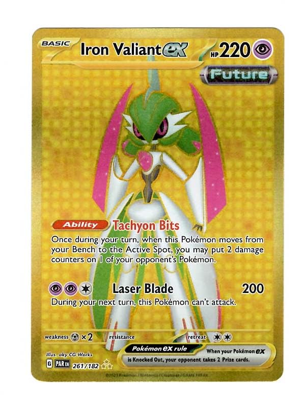 Pokemon Iron Valiant ex 261/182 - Hyper Rare Gold Foil Card - Paradox Rift