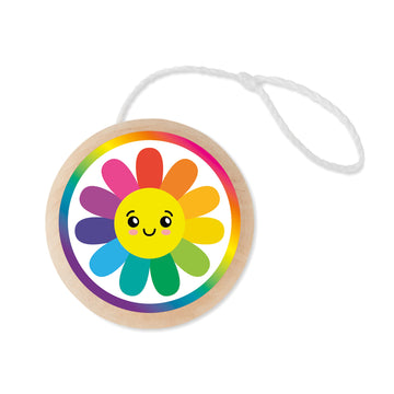 Mudpuppy Rainbow Daisy - Wooden Yo-Yo With Illustrations Of Colorful Daisies For Children Ages 6 And Up