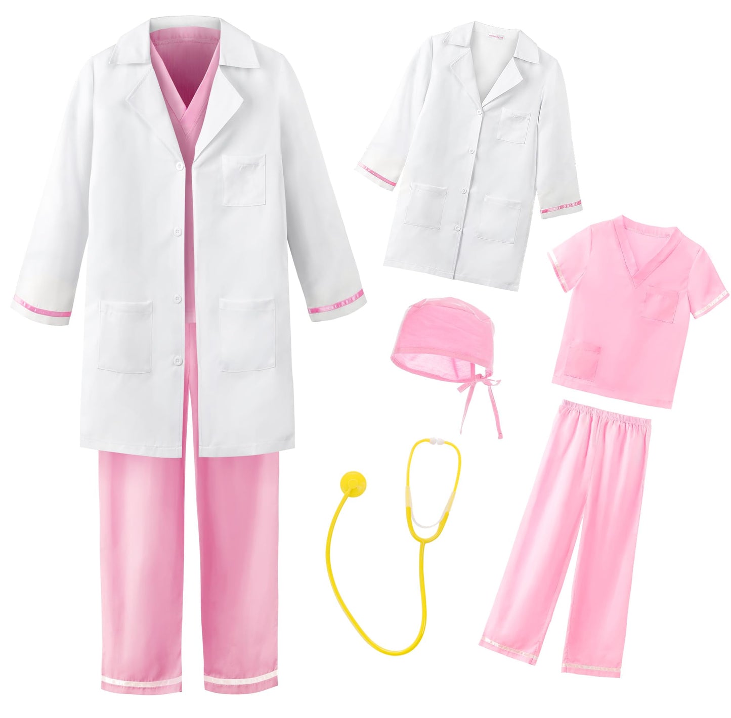 Reliparty Kids Doctor Costume Set With Cap And Accessories 5 Piece Set, Pink,120
