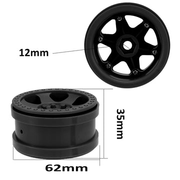 Wonfast 4Pcs Plastic 2.2 Inch Beadlock Wheel Rim Wheel Hub 12Mm Drive Hex Compatible With 1/10 Rc Crawler Car For Axial Scx10 90