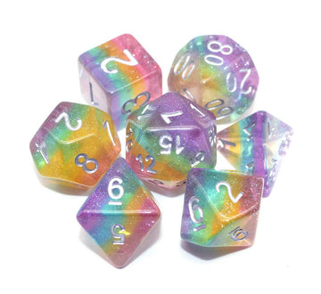 Dice DND Dice Set Glitter Rainbow Dice Fit Dungeons and Dragons D&D RPG Role Playing Game Pathfinder MTG Table Game Transparent