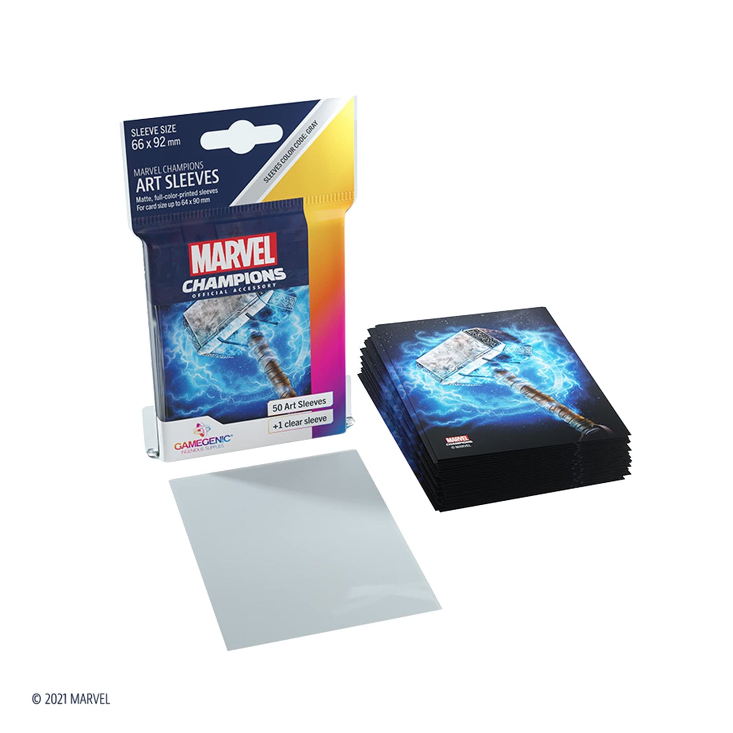 Gamegenic Marvel Champions The Card Game Official Captain America Art Sleeves | Pack Of 50 Art Sleeves And 1 Clear Sleeve | Card