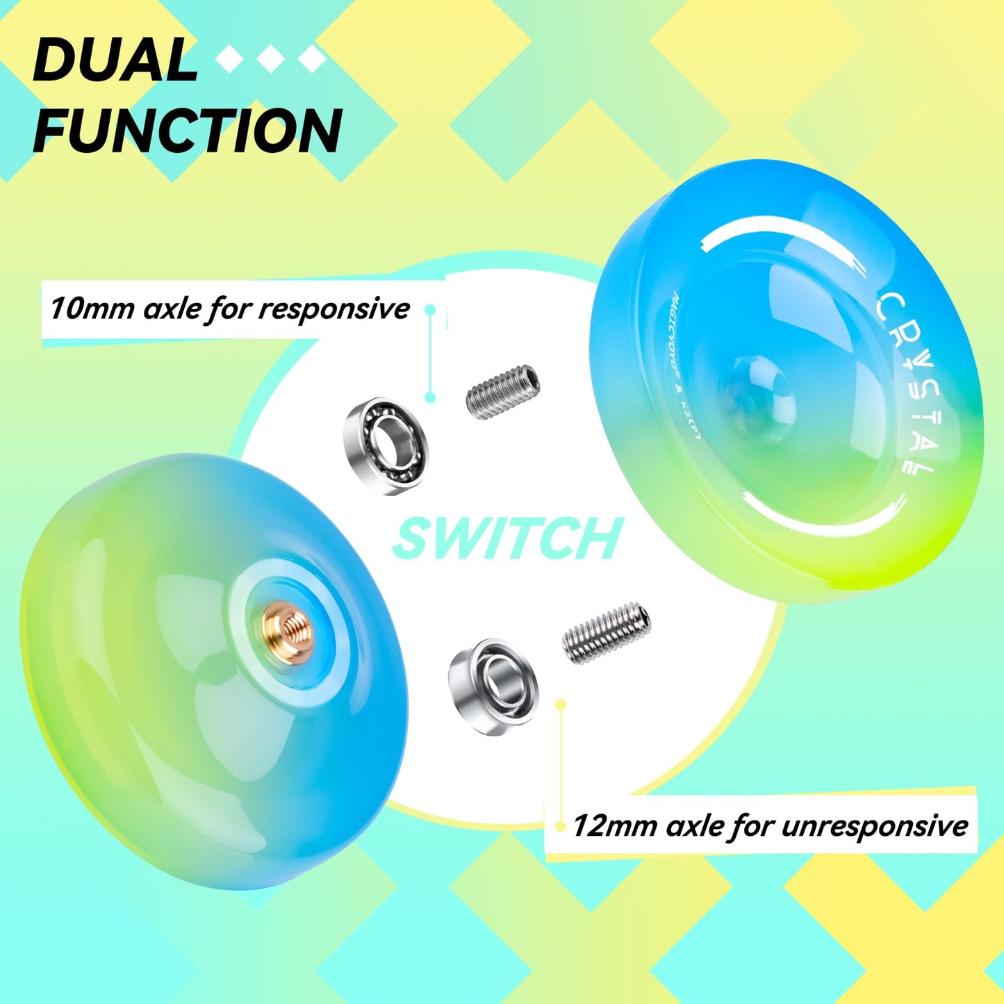 Professional Responsive Yoyo For Kids Beginners, Dual Purpose Yo-Yo For Adults Advanced + Extra Unresponsive Yoyo Bearing + 12 Y