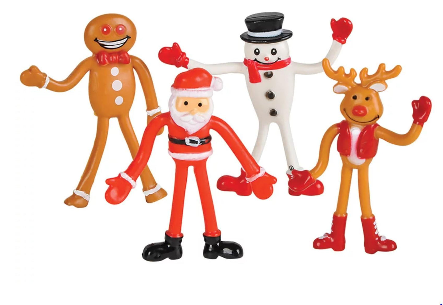 HAPPY DEALS ~ Bendable Santa Reindeer Snowman Gingerbread 12 Pc Christmas Toys