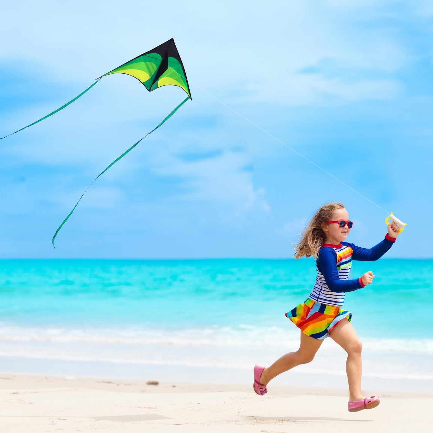 YFAFENGS Large Delta Kite for Kids & Adults - Easy to Fly Outdoor Kites for Kids Ages 8-10, Perfect for Beach & Family Activitie