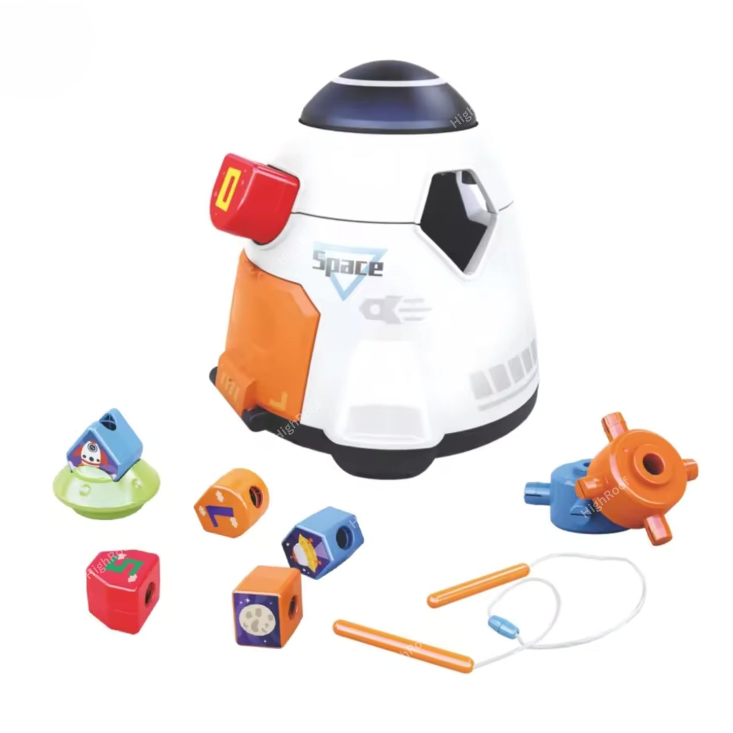 Highroof Space Shape Sorter Toy For Kids 2 Years Building Blocks Stacking And Sorting Toys Includes Blocks, Lace & Spaceship Sha