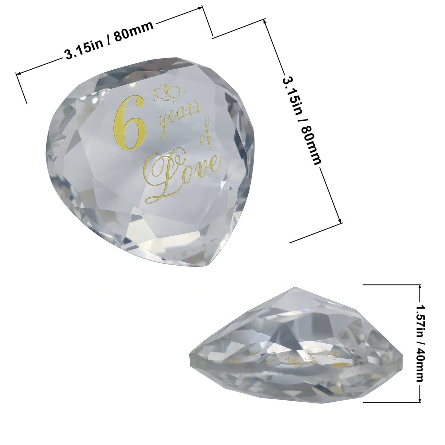 6Th Anniversary Crystal Gifts For Husband Wife Boyfriend Or Girlfriend, Cute 6Th Wedding Anniversary Valentines Day Romantic Gifts For Her Him Funny 6 Year Anniversary Marriage Presents For Couple