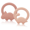 2 Packs Baby Teether Silicone Teething Toys for Babies 0-6 Months with Dinosaur Shape 6 to 12 Months 3-6 Months Infant Newborn for Teething Pacifiers Relief Chew Ideal Baby Shower Gifts for Moms A2