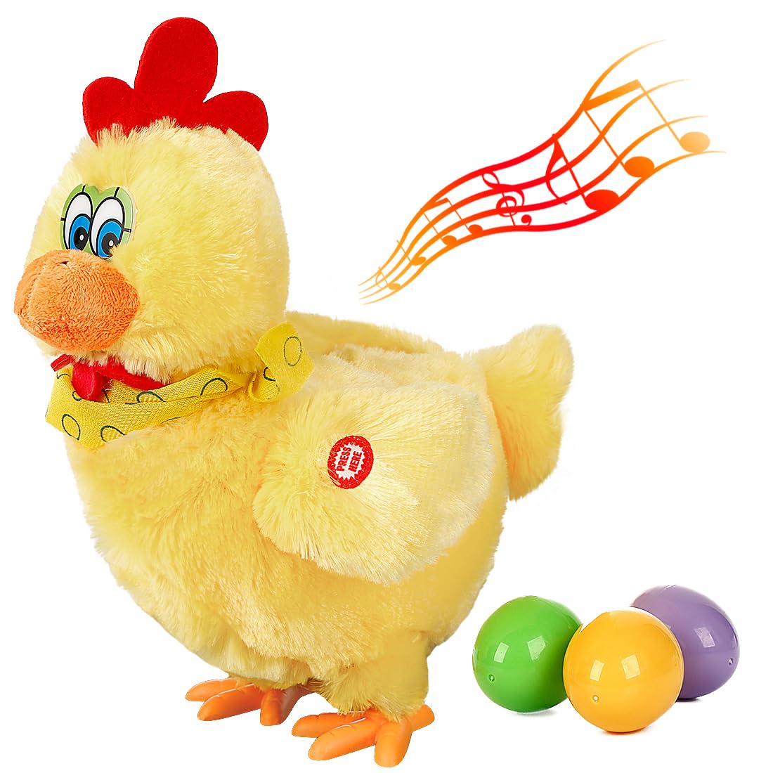 AOSUYOU Easter Toys Chicken Laying Egg Electric Plush Crazy Chicken Crazy with Sound Music Animal Toy