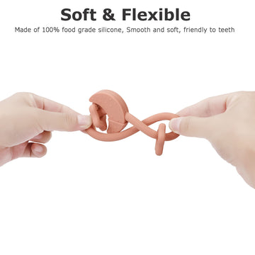 Eoopoon Silicone Baby Teething Toy, Silicone Baby Teether For Babies 3 Months+, Bpa Free, Boys Girls Shower, Birthday, Christmas Gifts (Cotta)