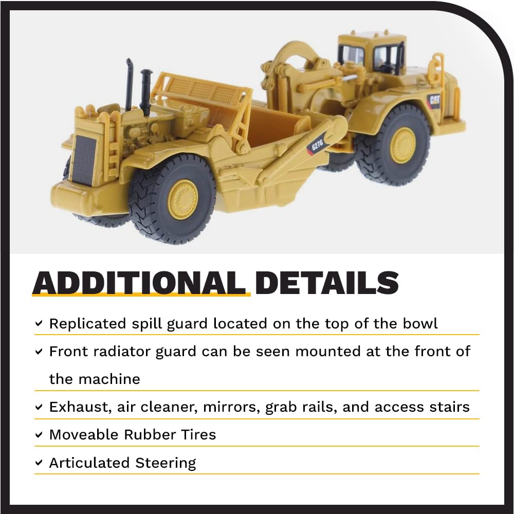 Diecast Masters 1:87 Caterpillar 627G Wheel Tractor-Scraper, Medium, Diecast, Yellow, HO Series Model 85134