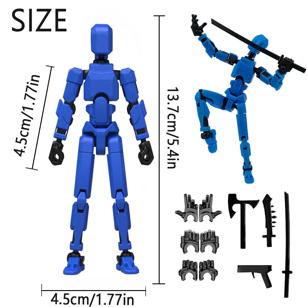 DANONI Titan 13 Action Figure Lucky Robot 13 Action Figures 3D Printed Analog Robot Titan 13 Figure Stop Action Animation Multi-Articulated Action Figure (Blue)