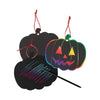 Neliblu Halloween Scratch Art Trick or Treat Paper Crafts Kit Bulk Pack of Halloween Pumpkins with Magic Rainbow Colors - 24 Pum