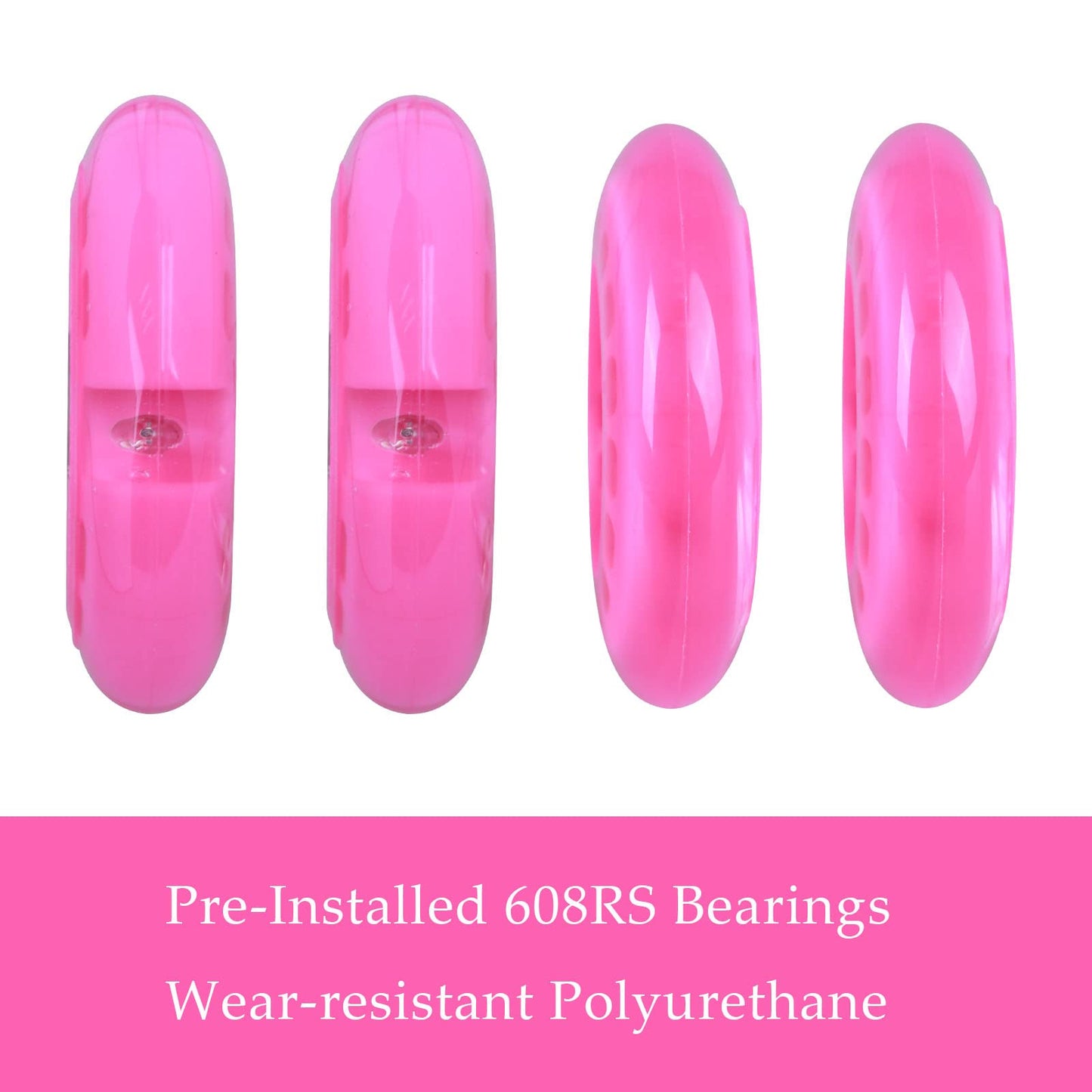 Wiggle Car Polyurethane Replacement Wheels Set (Front,2P Light Up), Swing Car Tires Pack (Rear,2P Narrower) Upgrade For Ride-On