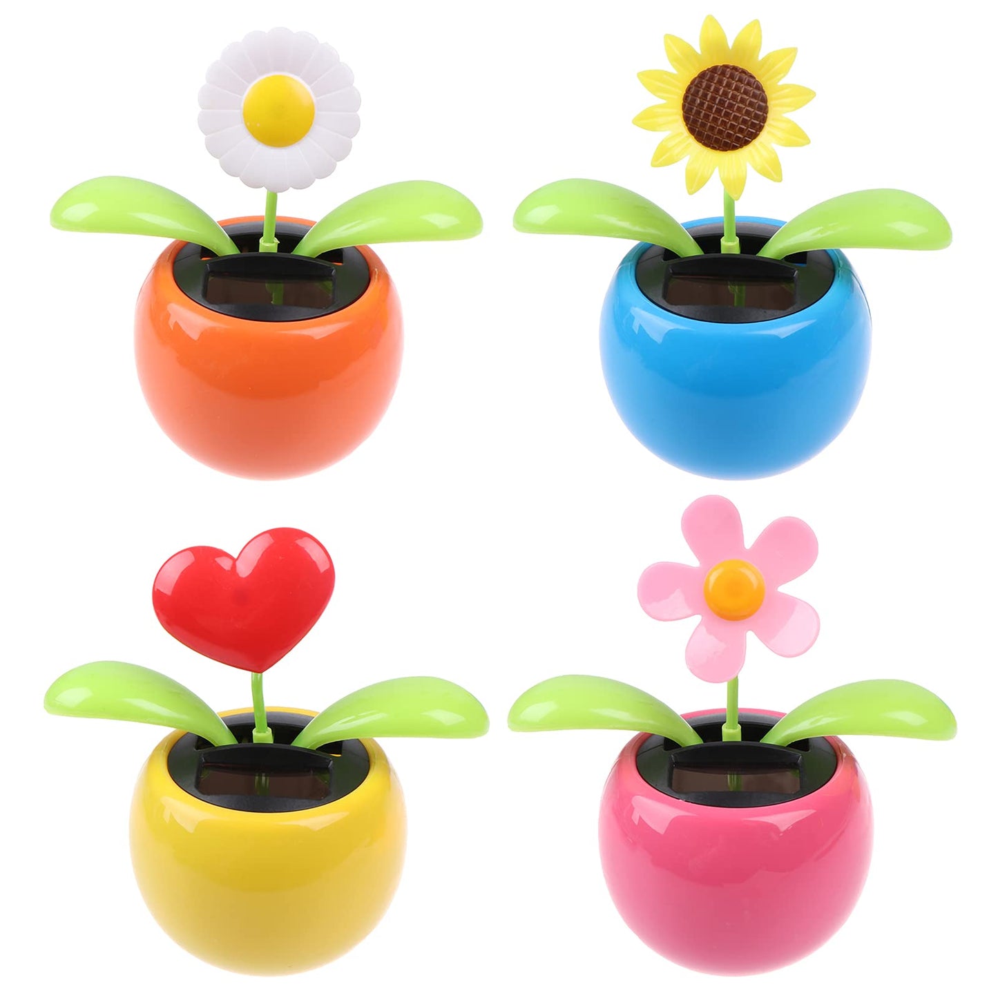 4 Solar Dancing Butterfly Toy Solar Powered Dancing Sun Flower In Colorful Pots Swinging Heart Flip Flap Animated Bobblehead Dan