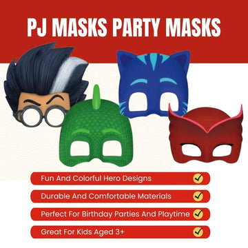 Unique Assorted Colors Pj Masks Party Masks (8 Count) - Ideal For Themed Parties & Superhero Fans