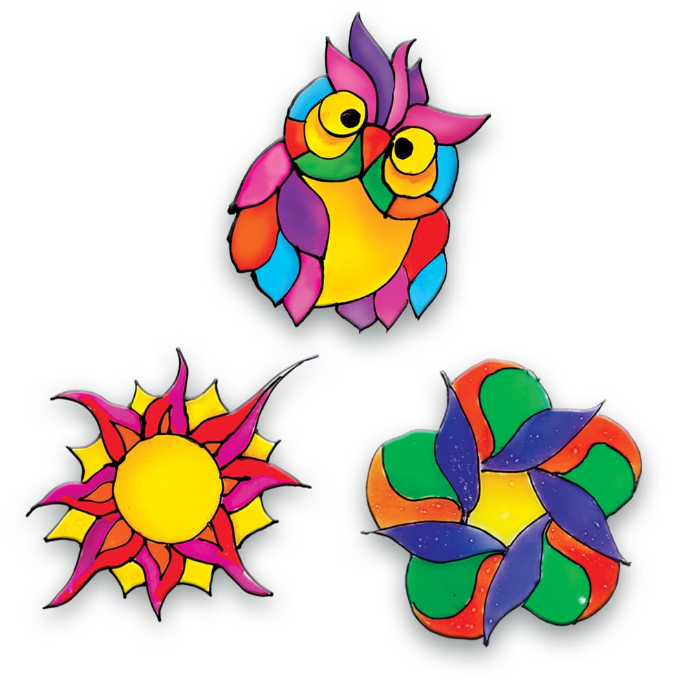 Toykraftt Glass Painting Window Art Suncatchers - Diy Art N Craft Set, Painting Kit For Kids 7 To 12 Years Old, Glass Painted Wi
