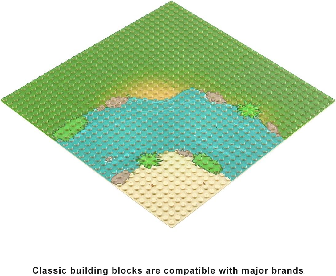 Feleph Classic Baseplate With River And Grassland Pattern Base Plates For Building Blocks 10 X 10 Inches Compatible With Major B
