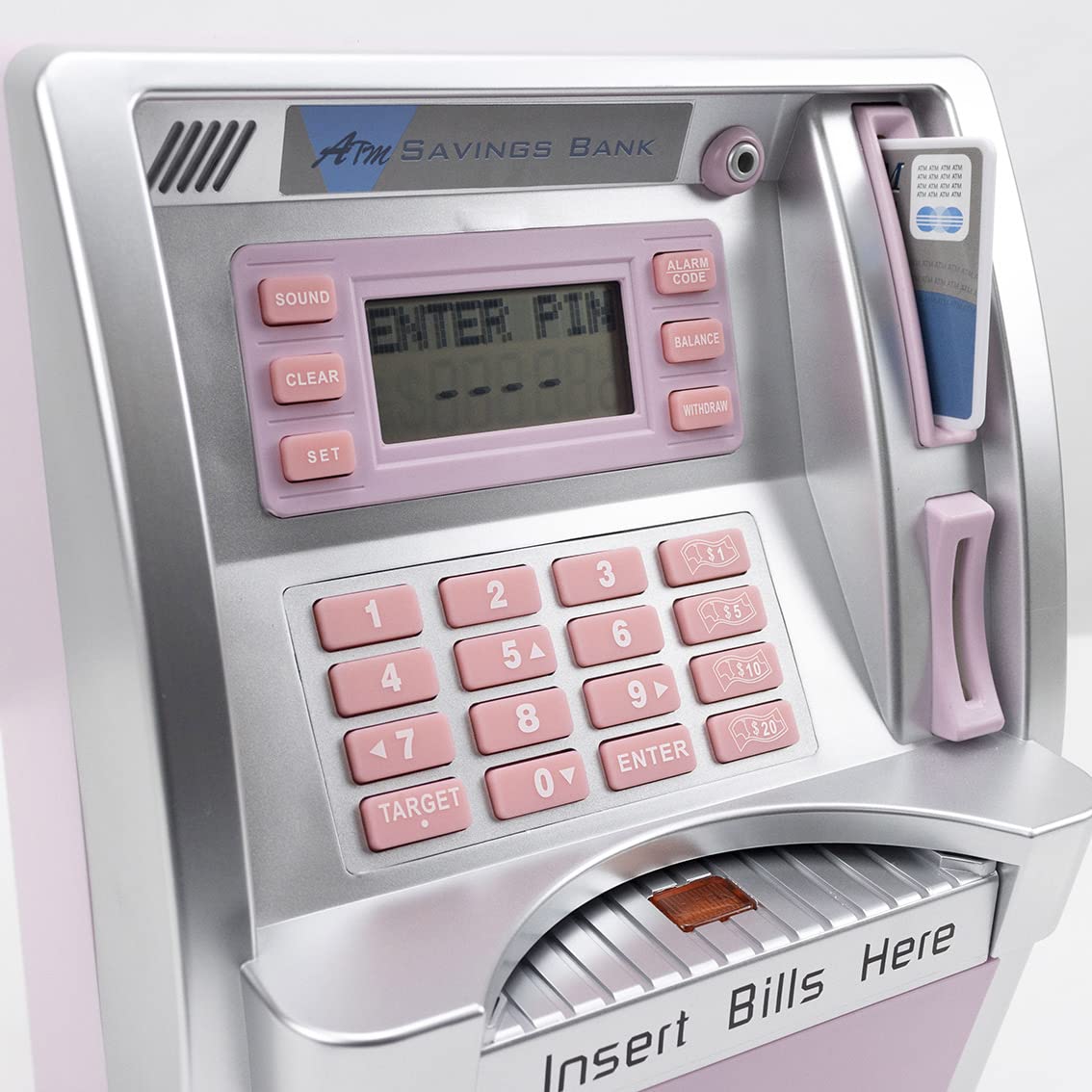 2024 Upgraded ATM Saving Bank Machine for Kids Adults with Card ATM Piggy Bank for Real Money Coin Recognition Mini ATM Savings