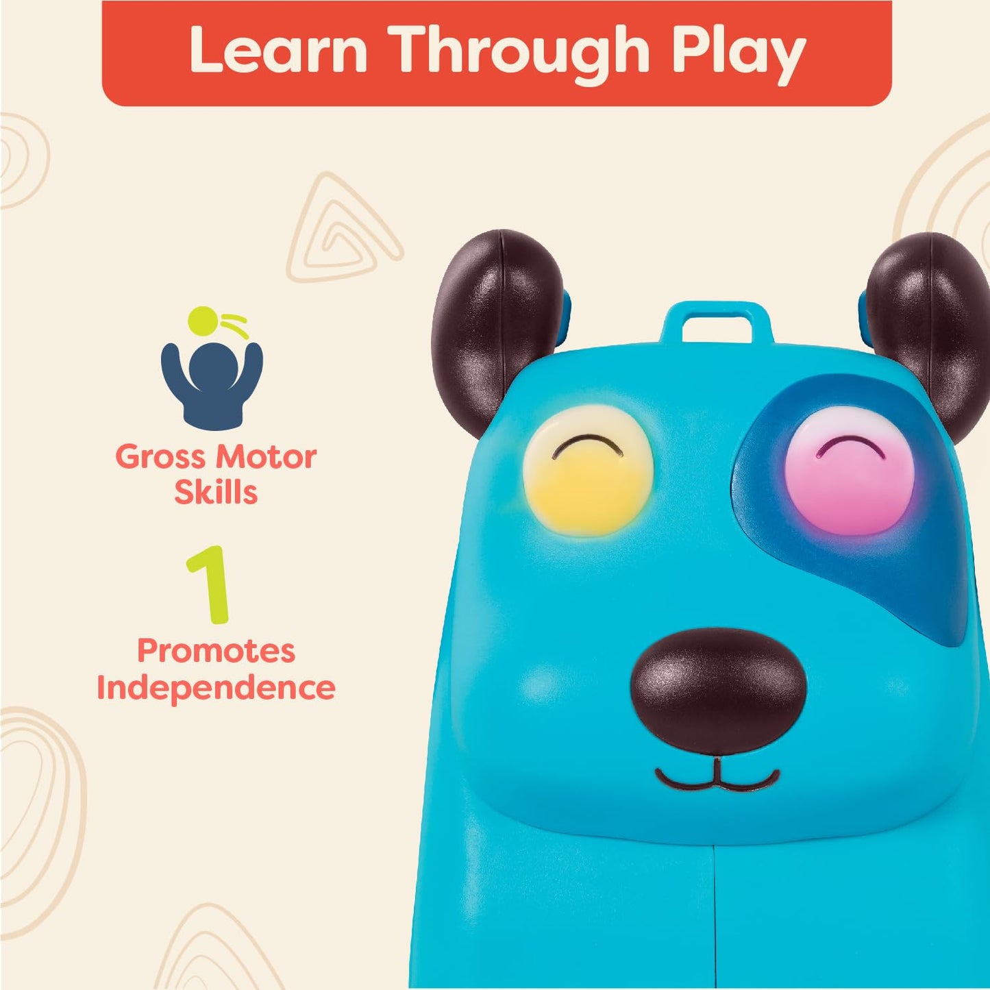 B. toys On The Gogo Woofer Ride-On Suitcase - Multicoloured Kids Luggage for Travel - Carry-On Size, Ages 2+