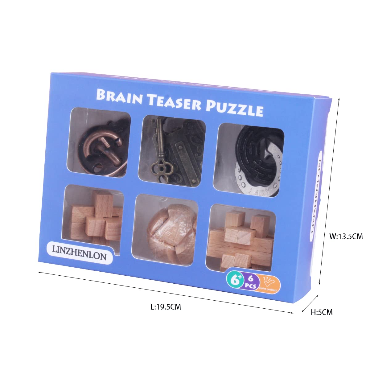 Brain Teaser Puzzle For Adults Puzzles Metal Hole Lock Adult Educational Toy Jigsaw Iq Puzzle(6 Pack) (Silver)