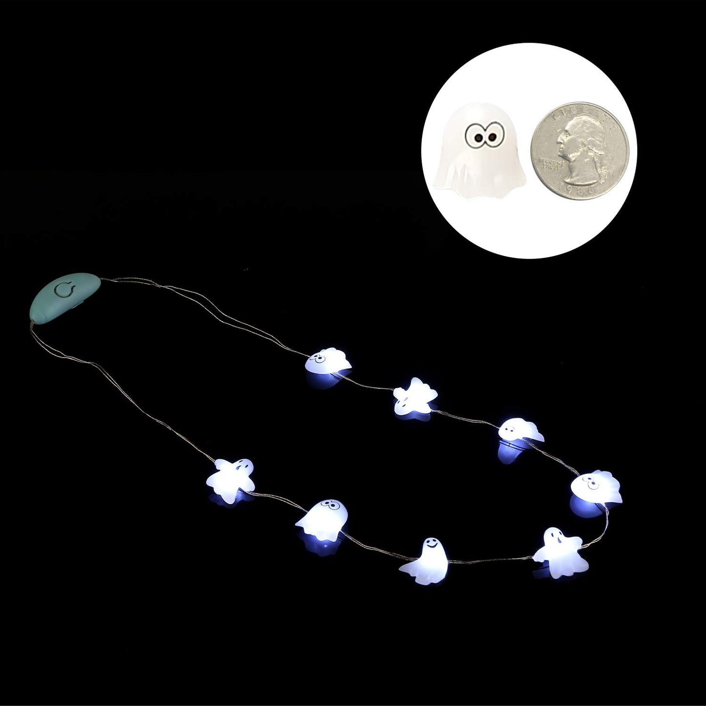JASHIKA Halloween Eve Costume Party Accessories, Lighting Up LED Necklace Set of 3, Ghost, Jack O Lantern Pumpkin, Skull for Tri