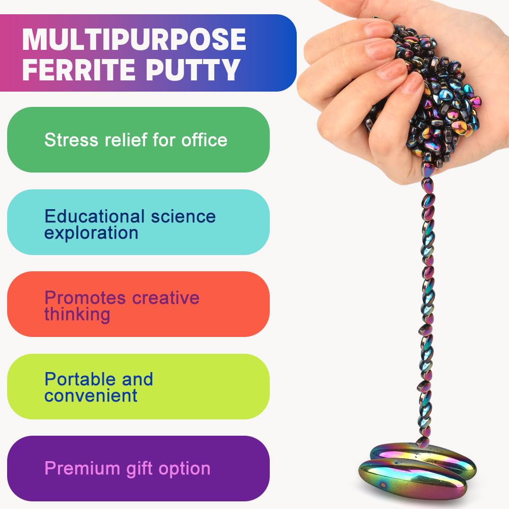 Slime Magnetic Putty Party Favors - Cool Fidget Ferrite With Rattle Oval Magnet, Stones Eggs - Novelty EDC Toy & Science Kit Gif