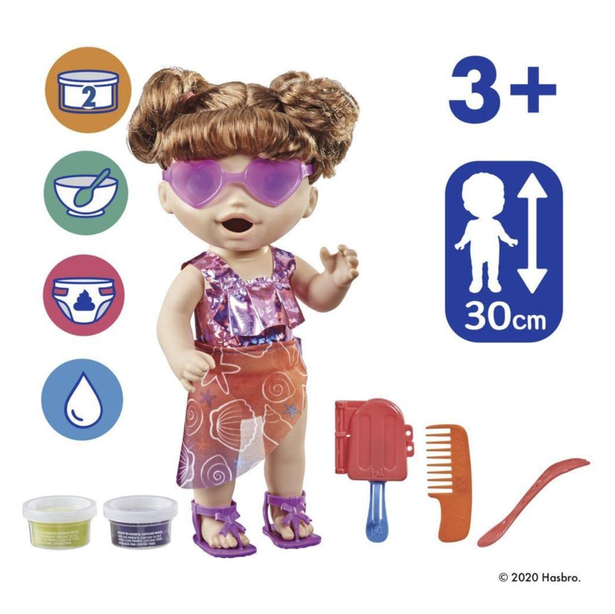 Baby Alive Sunshine Snacks Doll, Eats And Poops, Summer-Themed Waterplay Baby Doll, Ice Pop Mold, Toy For Kids Ages 3 And Up, Br