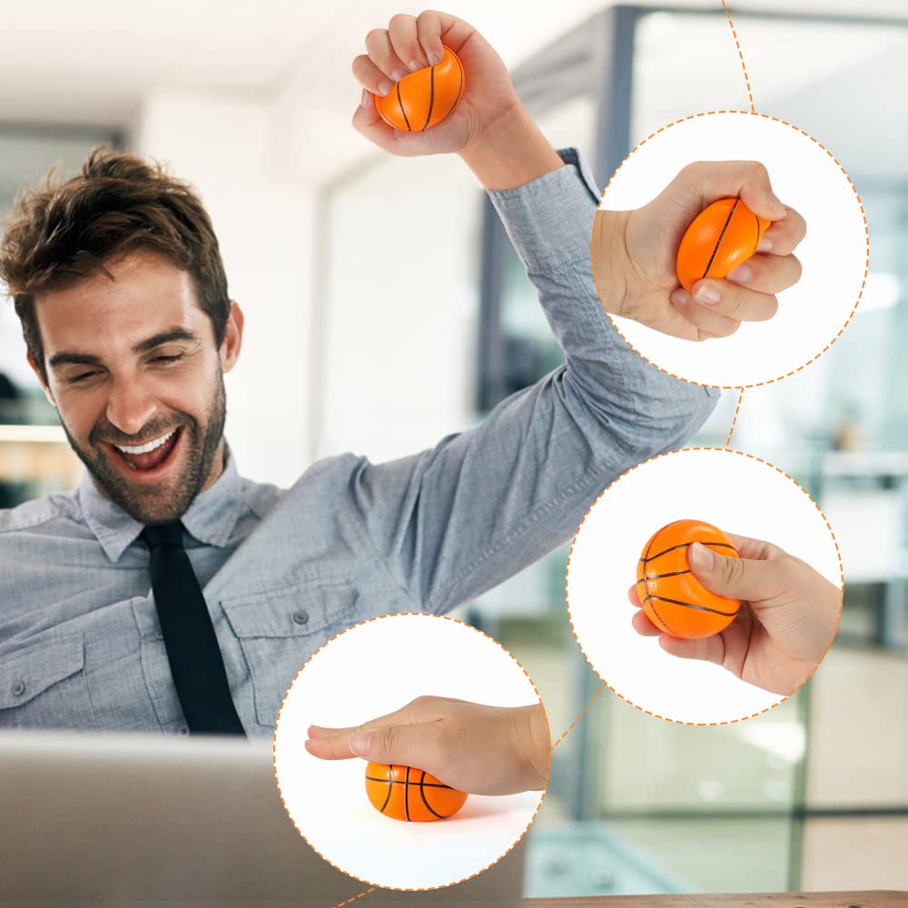 Lovestown 2.5 Inch Basketball Stress Balls, 20Pcs Mini Basketballs Soft Foam Basketball Squishies Small Squeeze Balls Stress Anxiety Relief Balls For Sports Theme Basketballs Party Favors School
