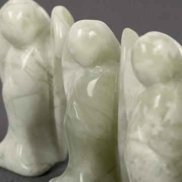 Justinstones Carved Xinshan Nephrite Gemstone Peace Angel Pocket Guardian Angelhealing Statue 2 Inch