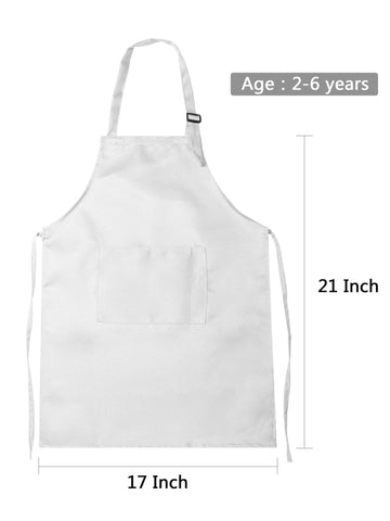 SATINIOR 8 Set Kids Apron and Chef Hat Set Kids Apron with 2 Pockets Adjustable for Boys Girl's Cooking Baking Painting (White,