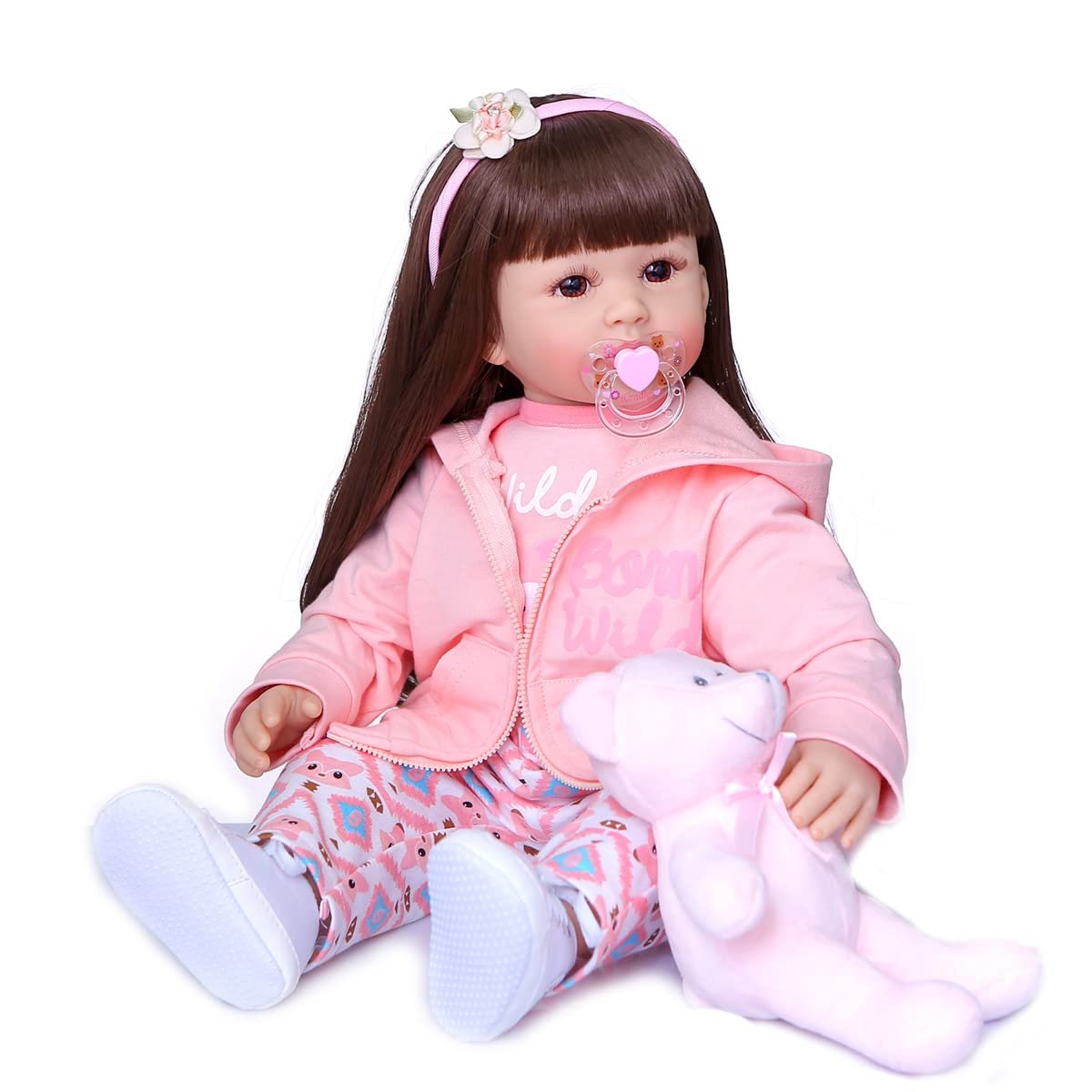 3 Piece Set Reborn Baby Girl Doll Clothes 22 Inch Newborn Outfits Accesories Orange Fox For 22-24 Inch Reborn Doll Clothes