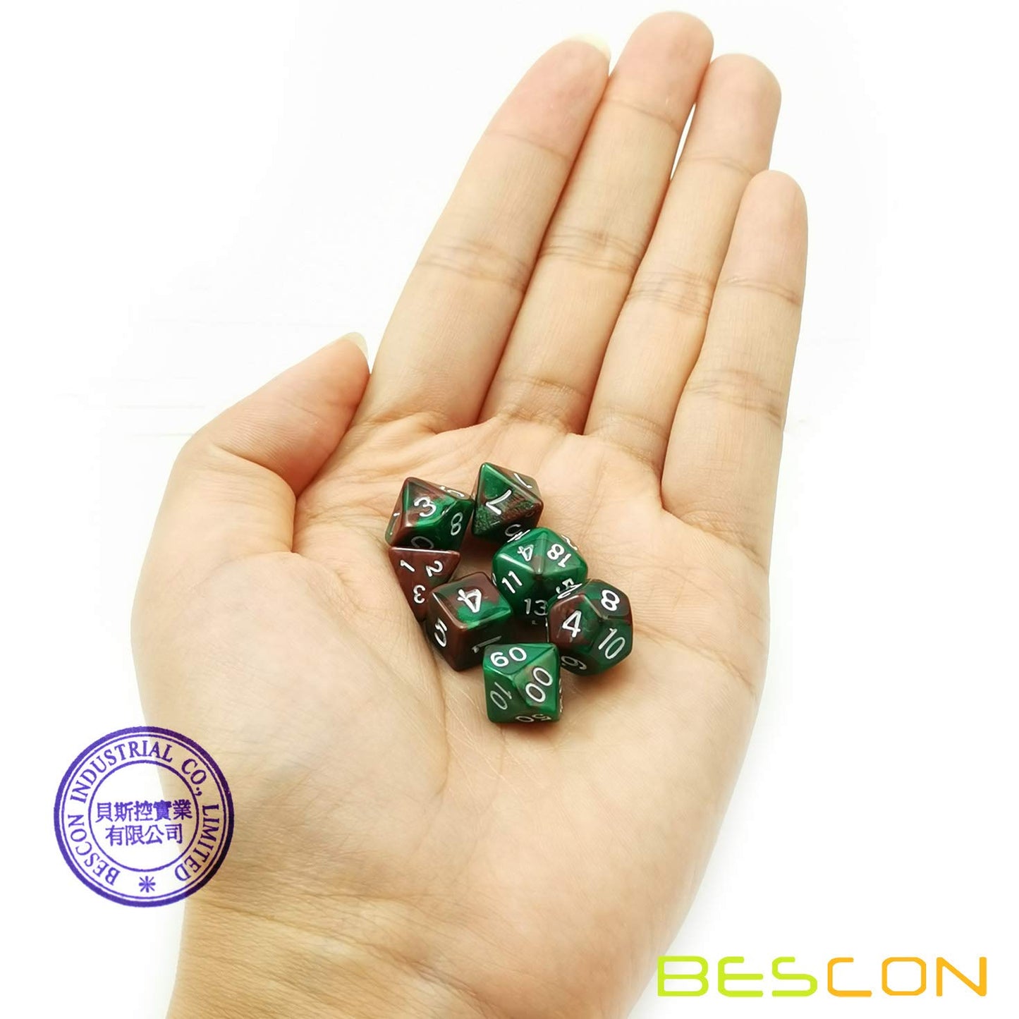 Bescon Mini Two Tone Polyhedral RPG Dice Set 10MM, Small Dice Set D4-D20 in Tube, 6 New Assorted Colored of 42pcs