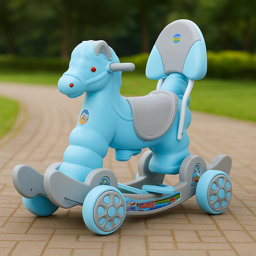 Fun Ride Musical Rocking Horse Ride On For Kids, Murphy Super 2-In-1 Horse Rocker&Ride On Toy With Backrest, Ideal Age, 1 Year T