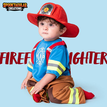 Spooktacular Creations Halloween Baby Mini Firefighter Costume Toddler Fireman Costume Unisex for Boys and Girls Halloween Event School Dress Up Party (6-12 months)