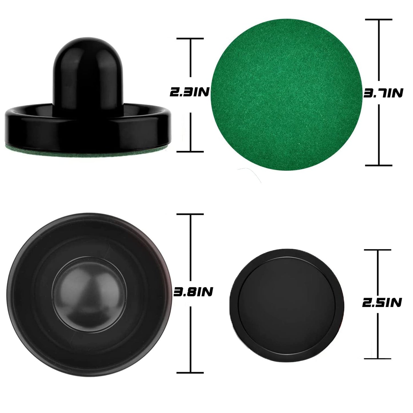 Inscool Air Hockey Pushers And Air Hockey Pucks Air Hockey Paddles, Goal Handles Paddles Replacement Accessories For Game Tables(4 Blue And Black Pushers, 8 Blue And Black Pucks)