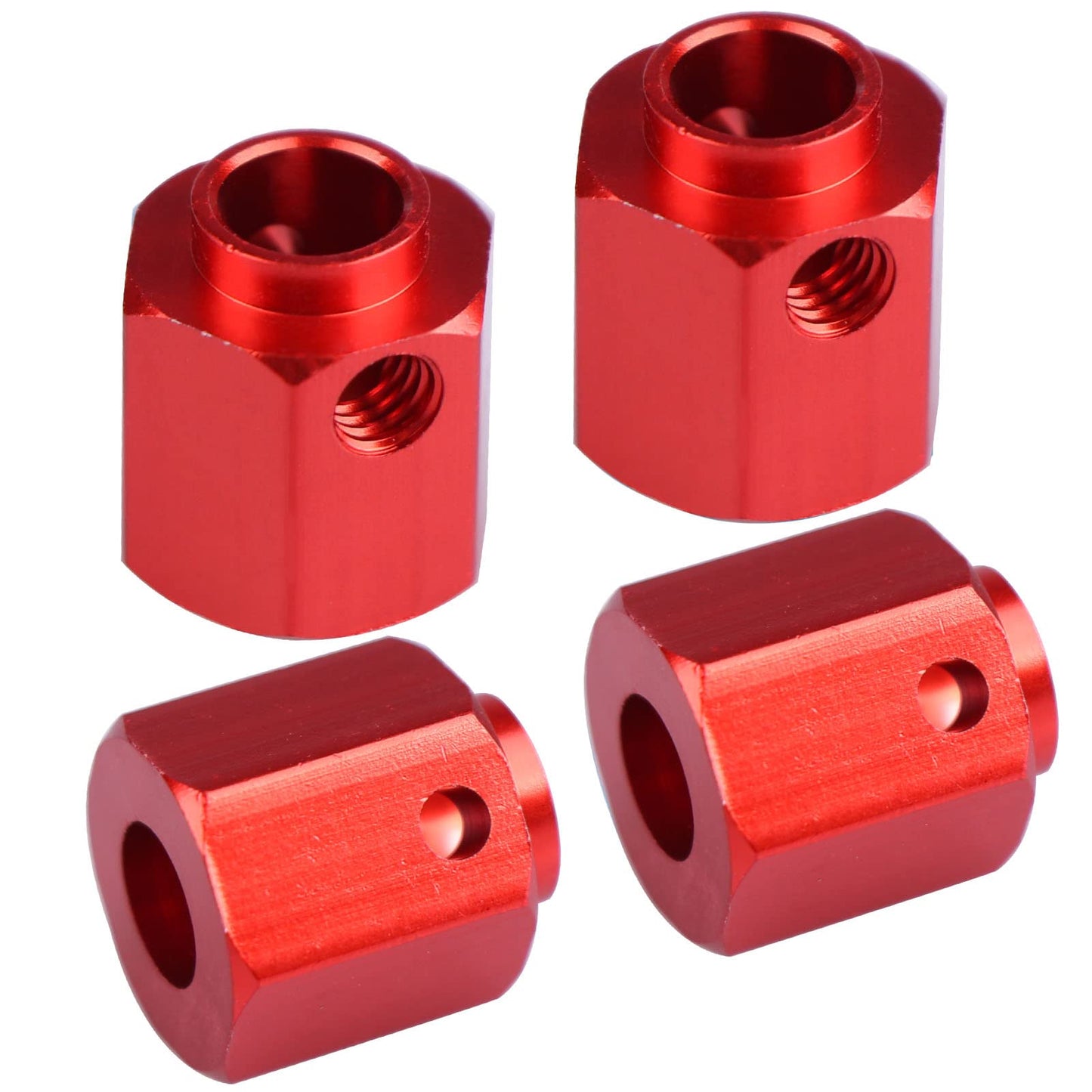 Aimrock Aluminum Hex Extended Wheel Hubs 12Mm Offset Spacers Upgrades For 1/10 Trx4 Trx6 Rc Crawler Truck (Red)