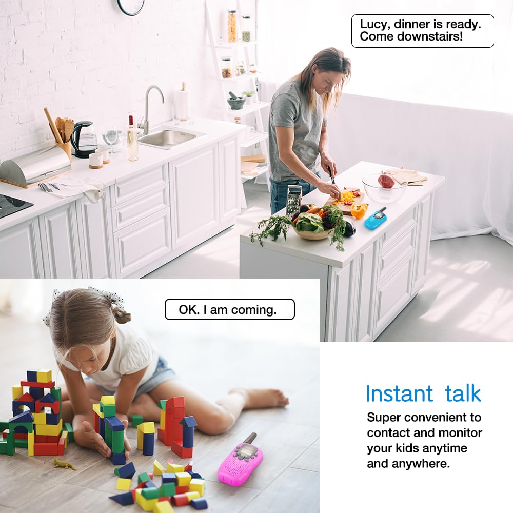Walkie Talkies For Kids Toys For Boys Girls 4-6, 3 Miles Range Walkie Talkie To Camping, Outdoor 4 Year Old Girl Birthday Gifts For 3 4 5 6 7 Year Old Boy Girl Gifts Age 6-8 (Blue-Purple)