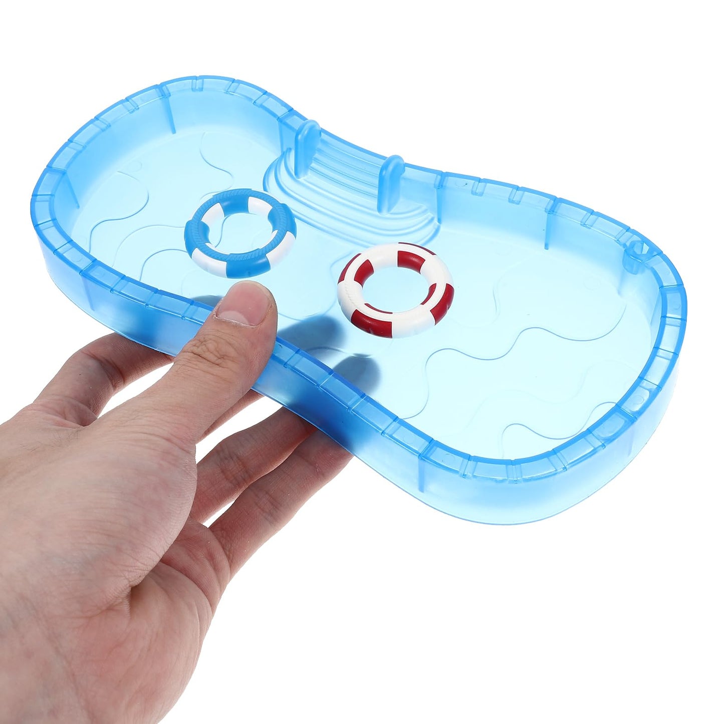 Ciieeo 5 Pieces Miniature Dollhouse Beach Accessories Beach Dollhouse Decoration Set with Umbrella Chair Swimming Ring Swimming