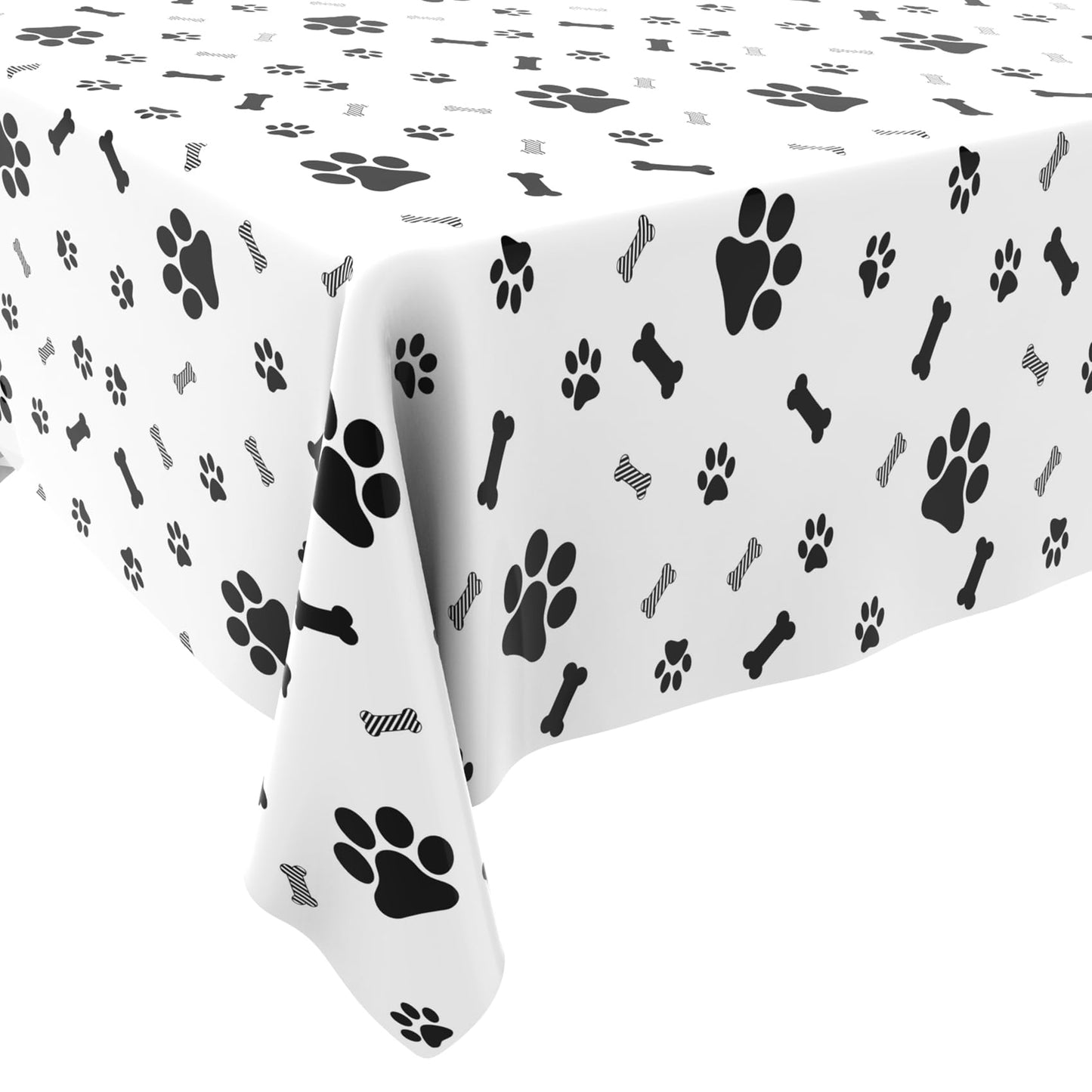 Qeymn Puppy Paw Print Plastic Tablecloth Table Cover, Pupply Paw Print Table Cloth, Disposable Rectangle Table Covers For Kids B