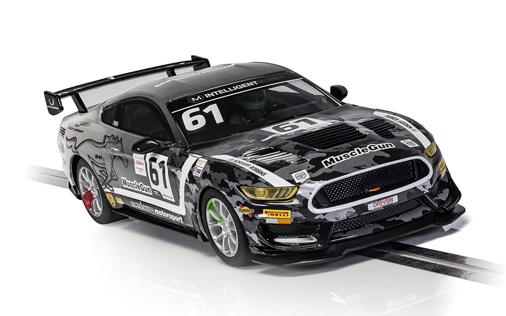 Scalextric Ford Mustang Gt4 Academy Motorsport 1:32 Slot Race Car C4221, Black & Gray