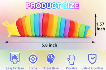 Kabvry Fidget Toys Slug ,Sensory Slug Fidget Toy For Kids ,Toddler Sensory Toys,Stress Relief Toy,Adhd Autism Toys,Preschool Boy Girl Gifts Idea,Easter Basket Stuffers Gift For Kids(6Pcs)