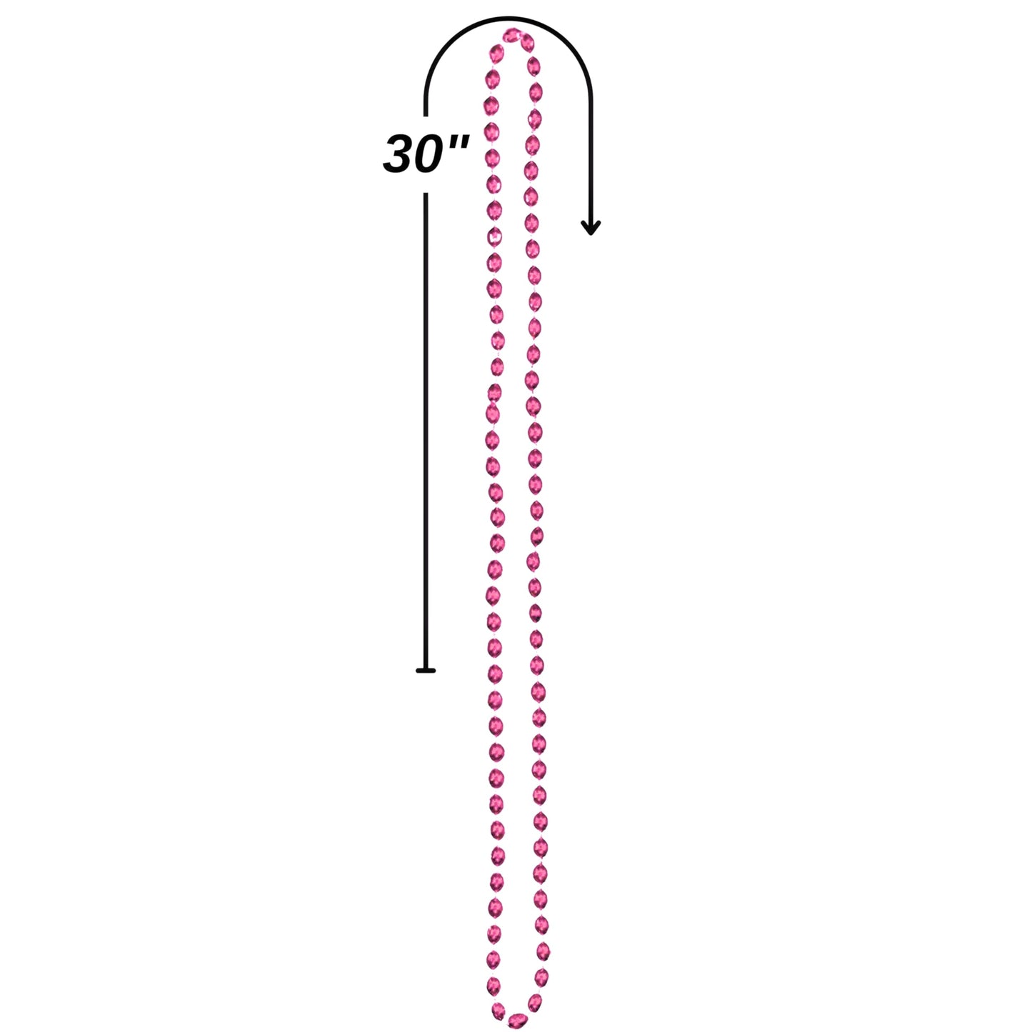 Pink Oval Bead Necklaces (30'') - Pack Of 50 - Gorgeous & Attention-Grabbing, Perfect for Parties, Fun Events & Stylish Fashion