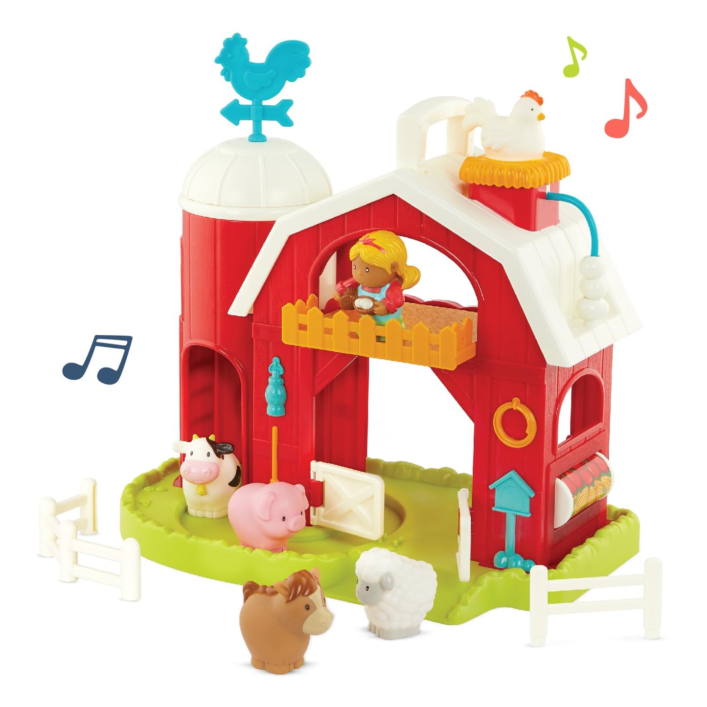 Battat - Farm Animal Toys - 10Pc Toy Farm Set For Kids, Toddlers - Toy Barn & Farm Animals - Music & Animal Sounds - Pretend Pla