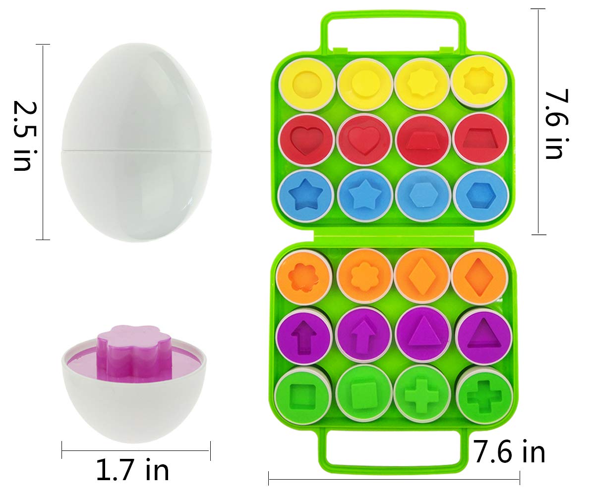 Beakabao 12Pcs Color And Shape Matching Egg Set Montessori Toddler Education Classification Toys For Fine Motor Skills Of The Fi