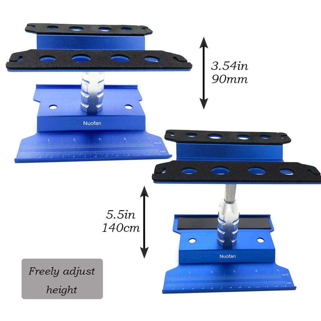 Nuofan RC Car Work Stand Aluminum Repair Workstation 360 Degree Rotation Lift Lower w/Screw Tray for 1/8 1/10 1/12 1/16 Scale Tr