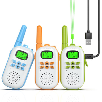 Walkie Talkies For Kids Rechargeable, 48 Hrs Working Time 3 Miles Range 22 Channels 2 Way Radio, Birthday Gifts For Boys Girls,Family Games Outdoor Hiking Camping,3-12 Years Old Toys 3 Pack