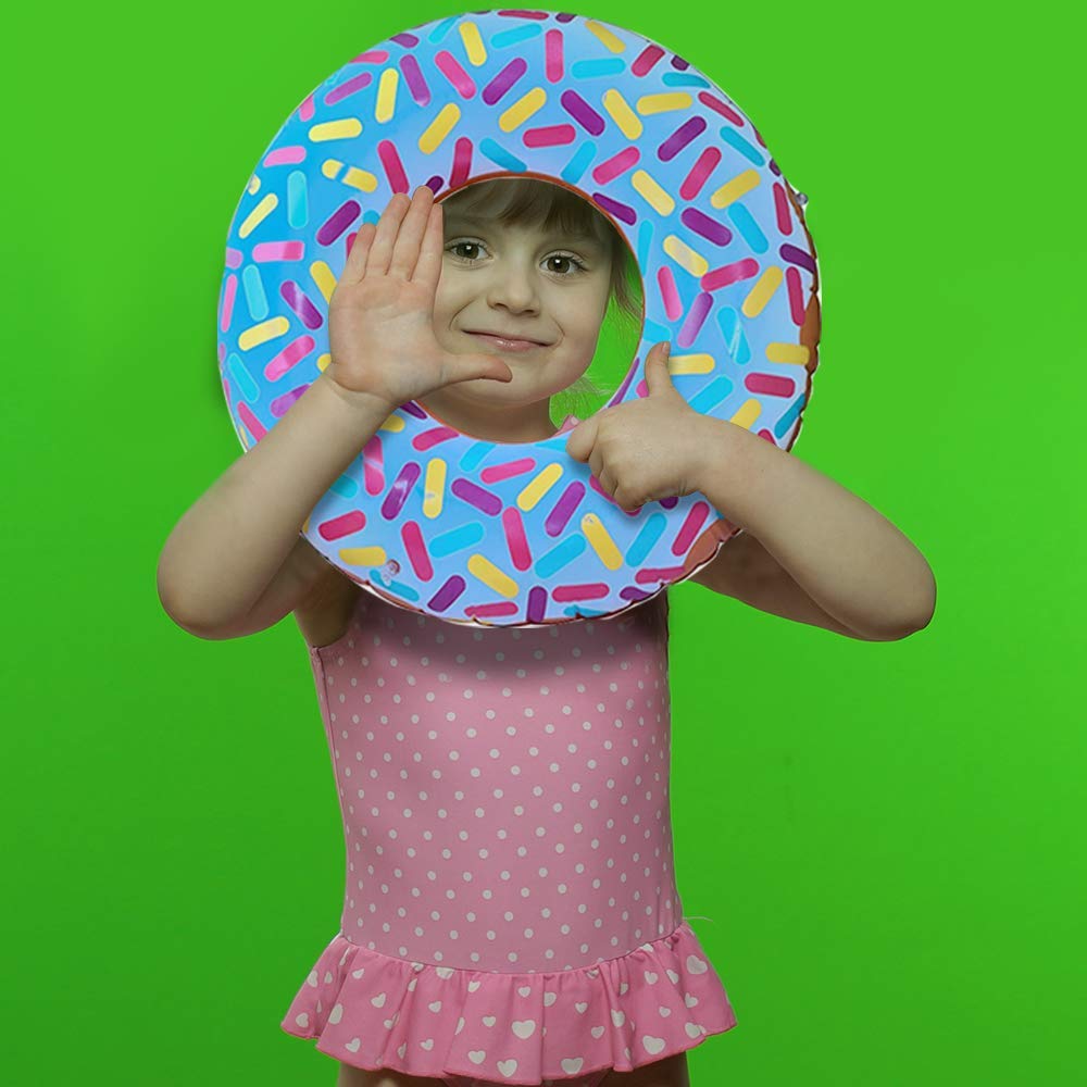 Inflatable Donut Pool Float For Kids, (Pack Of 4) Colorful Sprinkle Donut Inflatables Tube In Assorted Designs, For Summer & Beach, Donut Birthday Party Decorations, Durable Water Pool Toys For Kids